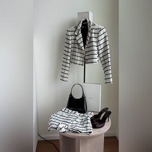 Zara Black and White Plaid Women's Blazer & Shorts Set